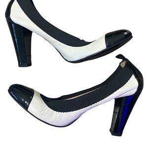 VERO CUOIO Italian made Luxury Shoebox Leather Black Capped Heels, size 37